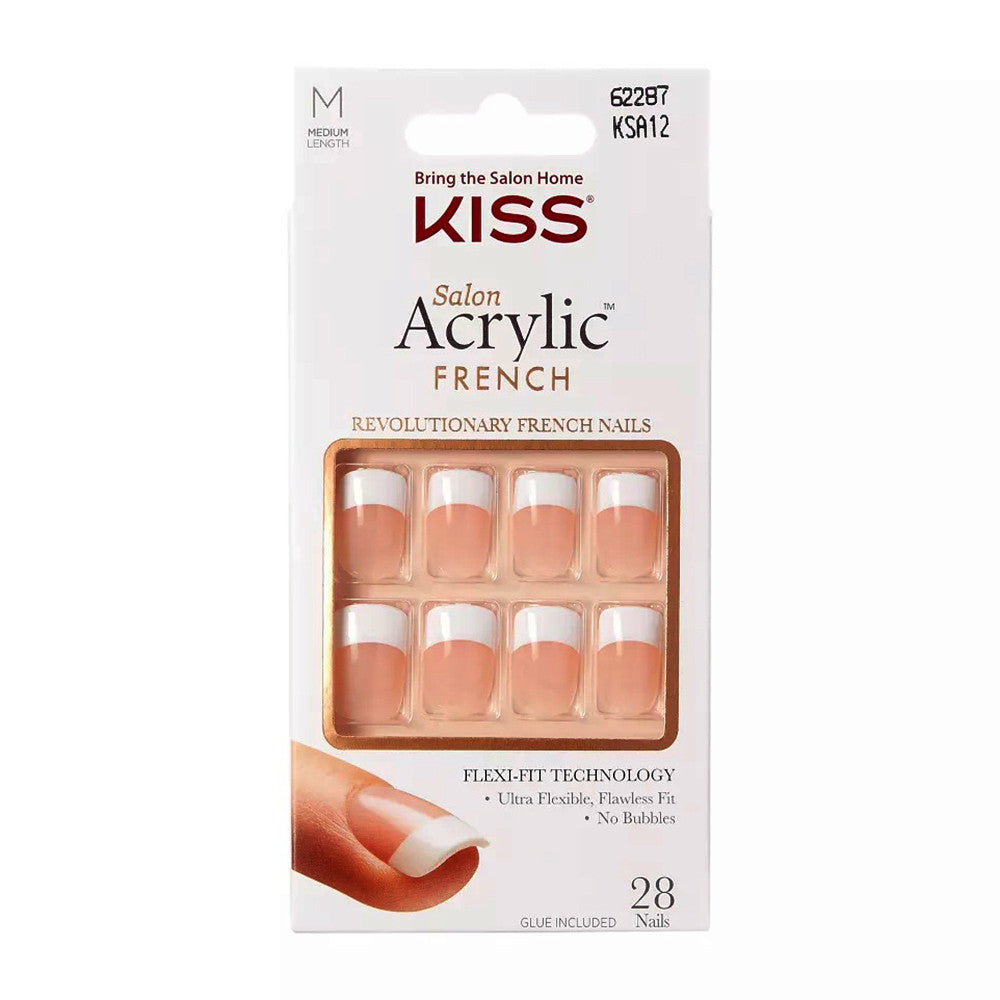 Kiss Salon Acrylic French Kit, Medium Length, 28 Ea